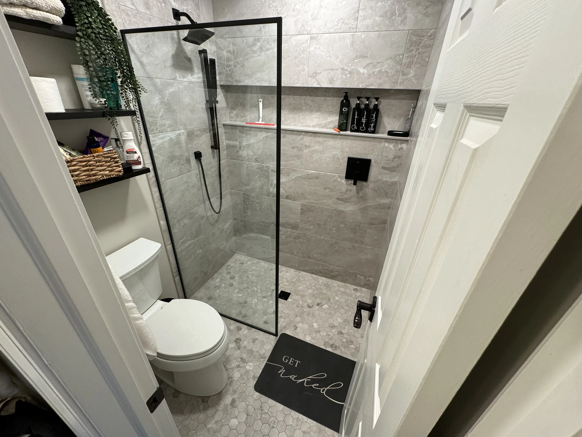Gray Marble Shower Bath — photo 23
