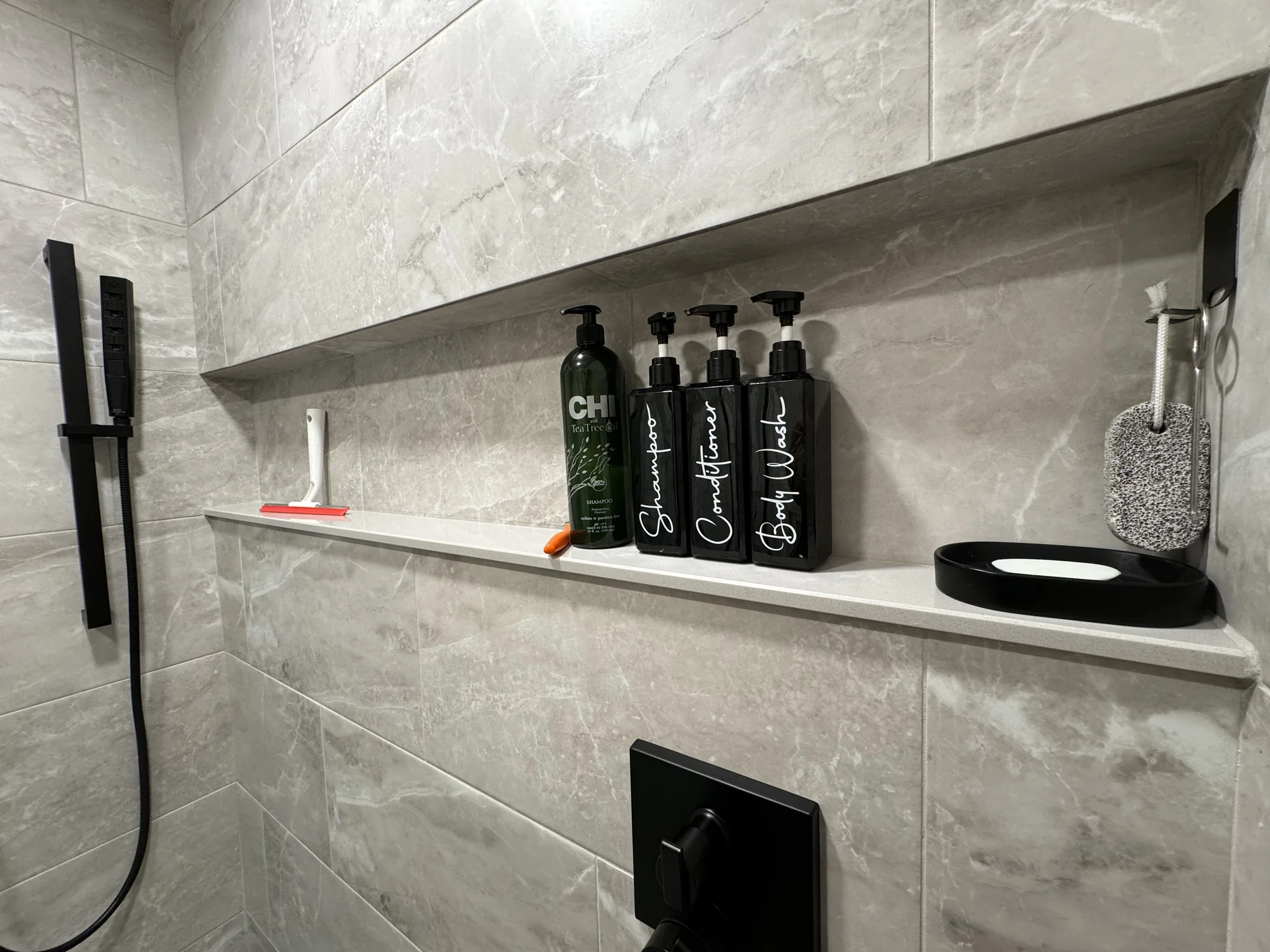 Gray Marble Shower Bath — photo 24