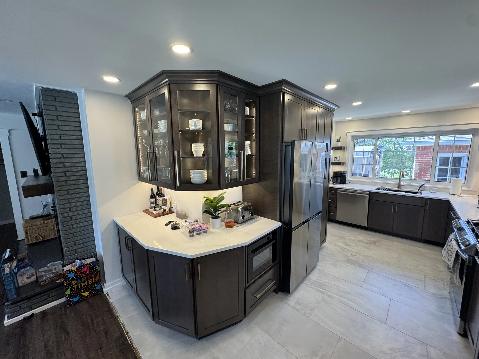 Dark Wood + White Quartz Kitchen — photo 2