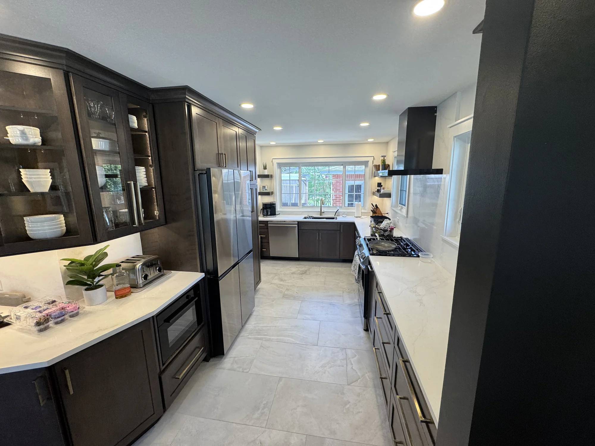 Dark Wood + White Quartz Kitchen — photo 3