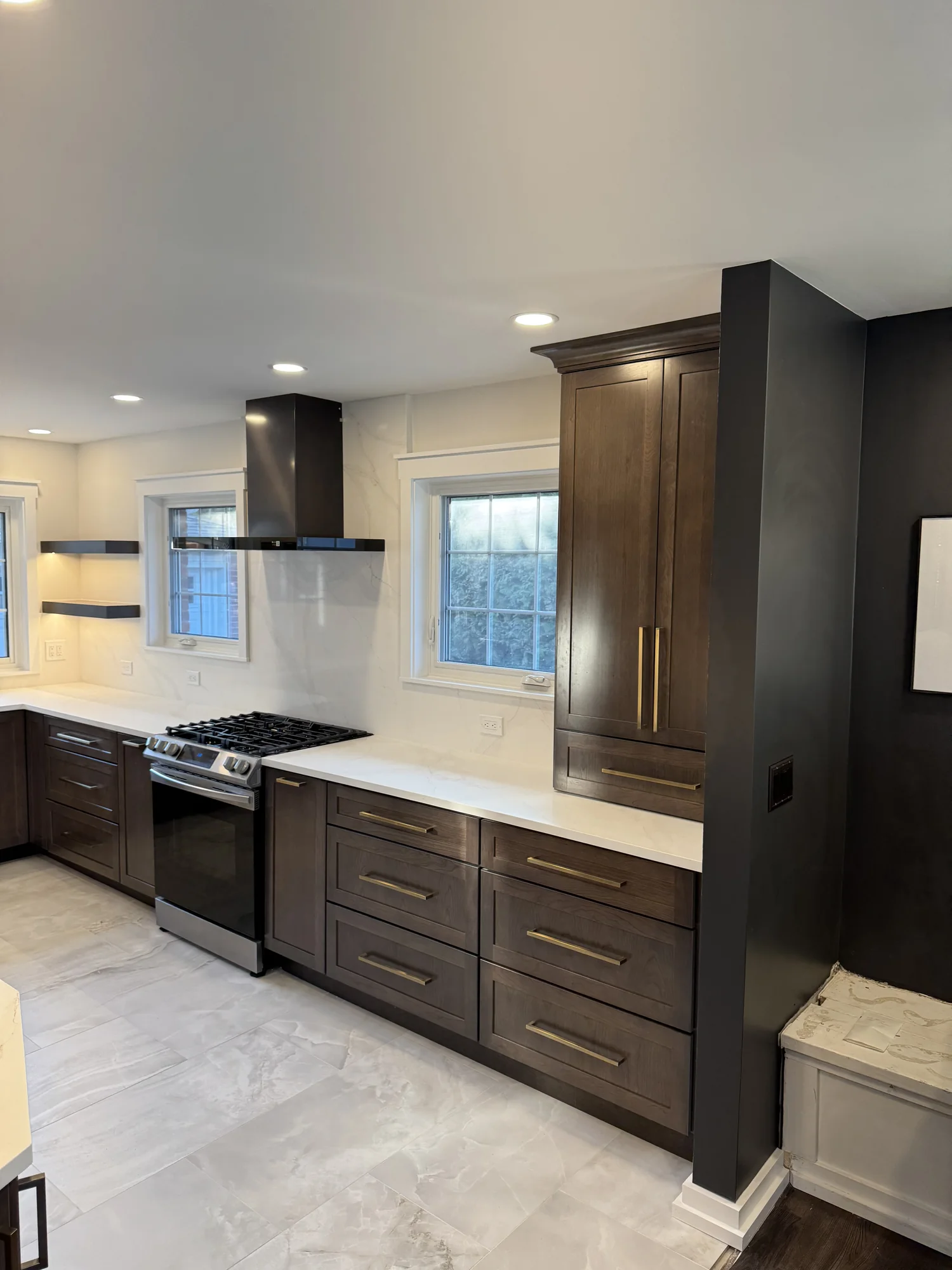 Dark Wood + White Quartz Kitchen — photo 6